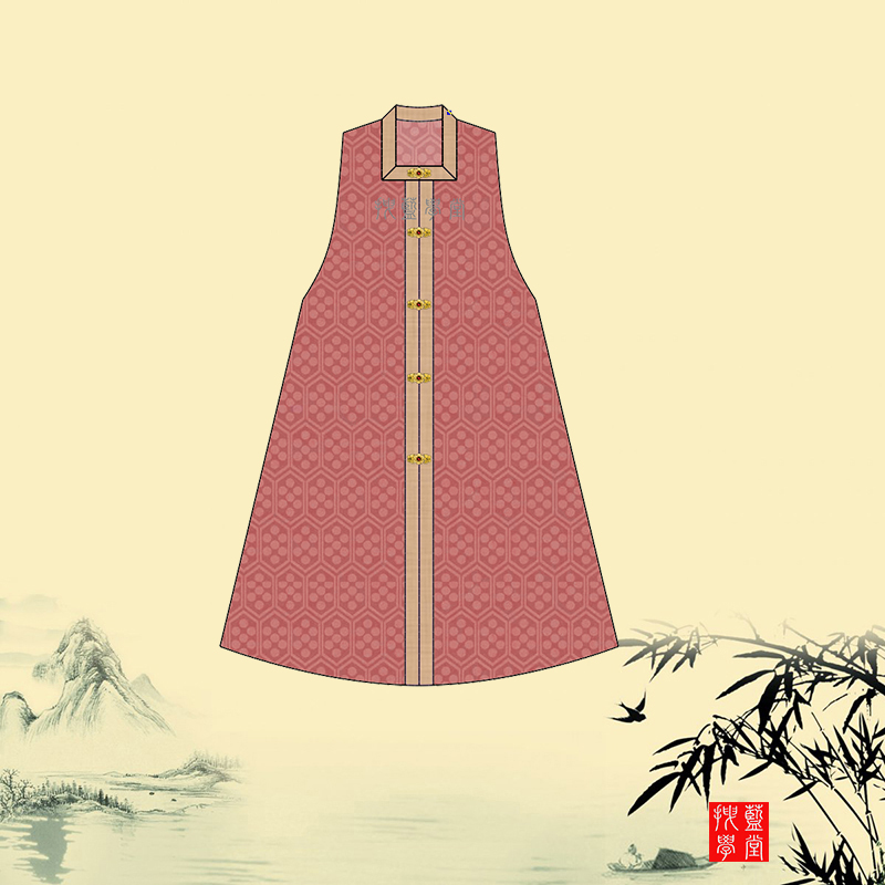 方领破肩长比甲裁剪1：1图纸样板