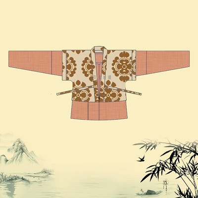 唐褙子汉服两件套裁剪1：1图纸