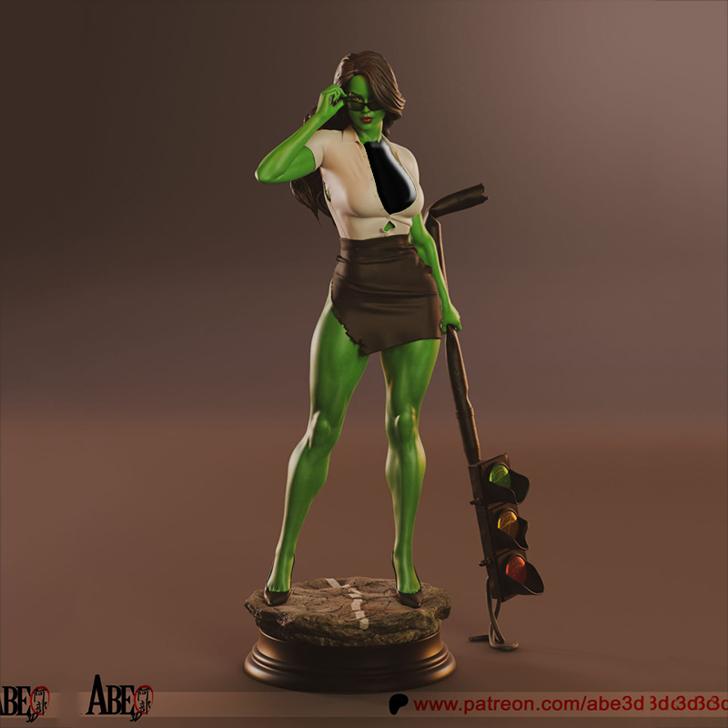 漫威女浩克绿色皮肤3D打印模型STL文件素材高精度