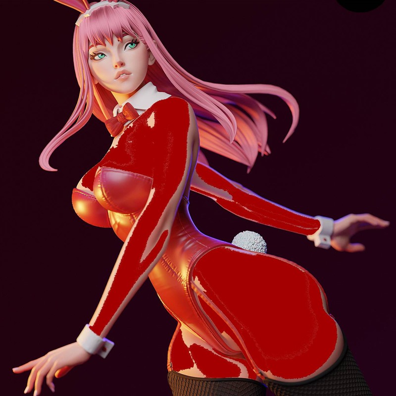 零二红色兔女郎装3D打印模型STL文件素材高精度双体