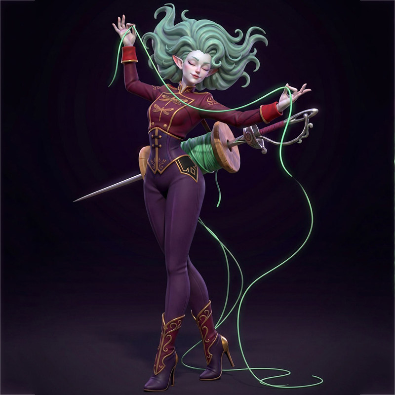 精灵女孩妮蒂3D打印模型STL文件素材高精度整体