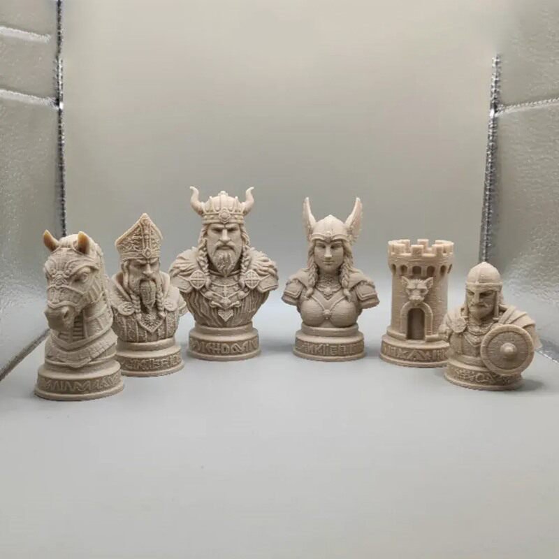 维京风格的国际象棋棋子模型3D打印模型STL文件素材高精度图纸