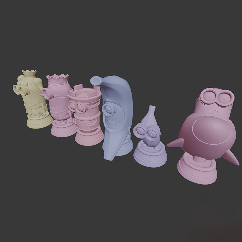 小黄人国际象棋源自神偷奶爸3D打印模型STL文件素材高精度