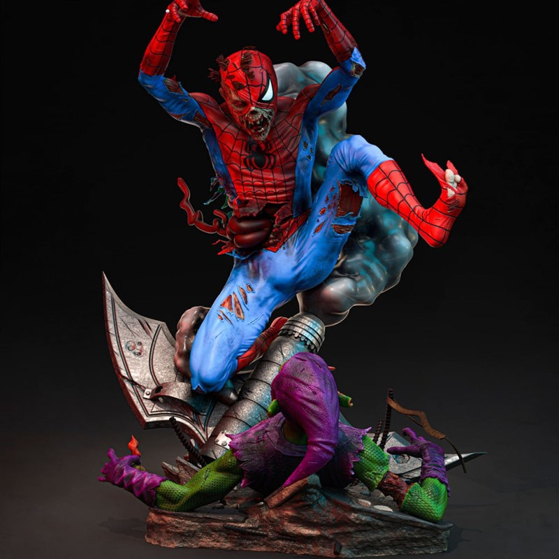 漫威半腐烂战衣丧尸蜘蛛侠3D打印模型STL文件素材高精度