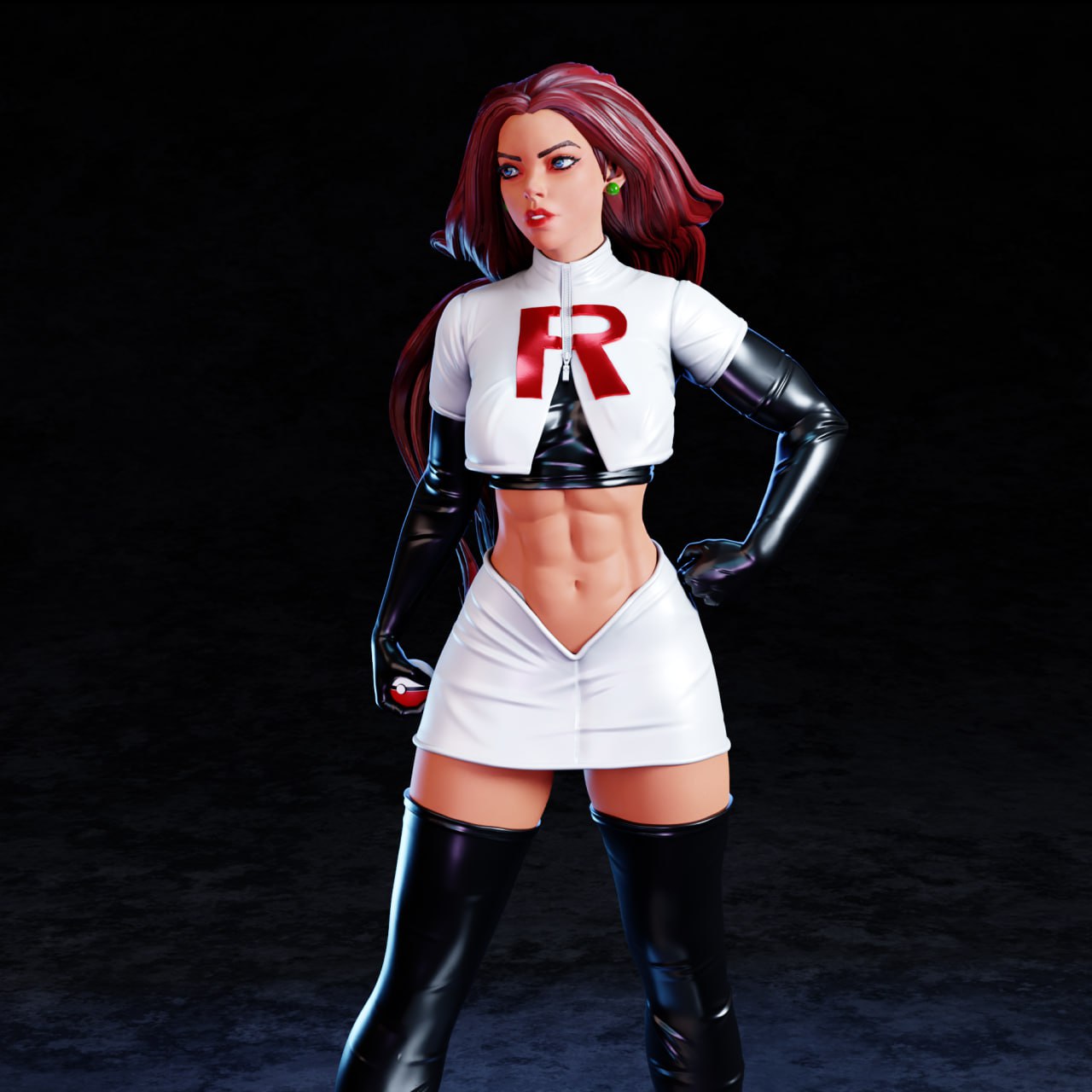 宝可梦火箭队成员Jessie武藏 3D打印模型STL文件素材高精度