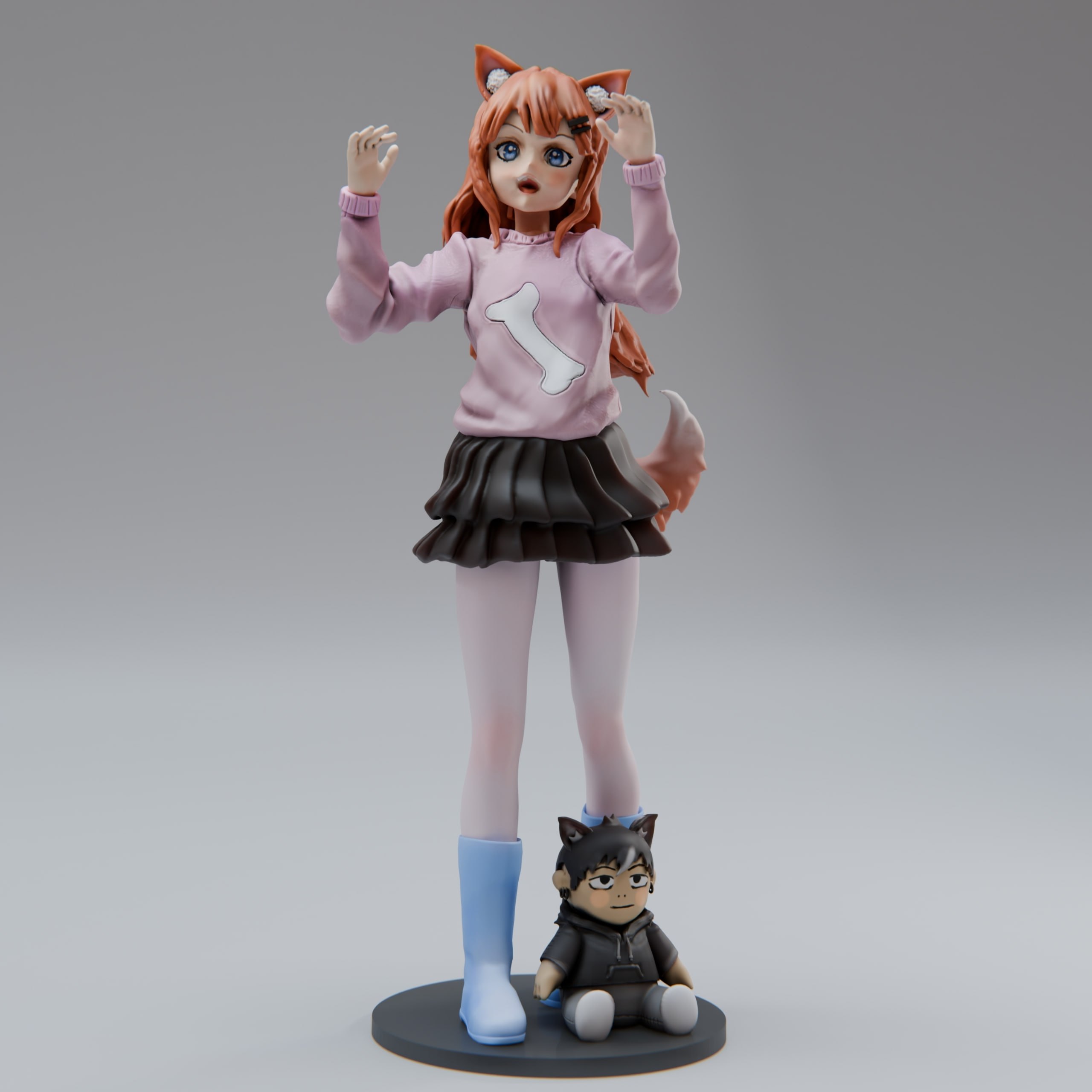 动漫少女森林之灵3D打印模型STL文件素材高精度已分体