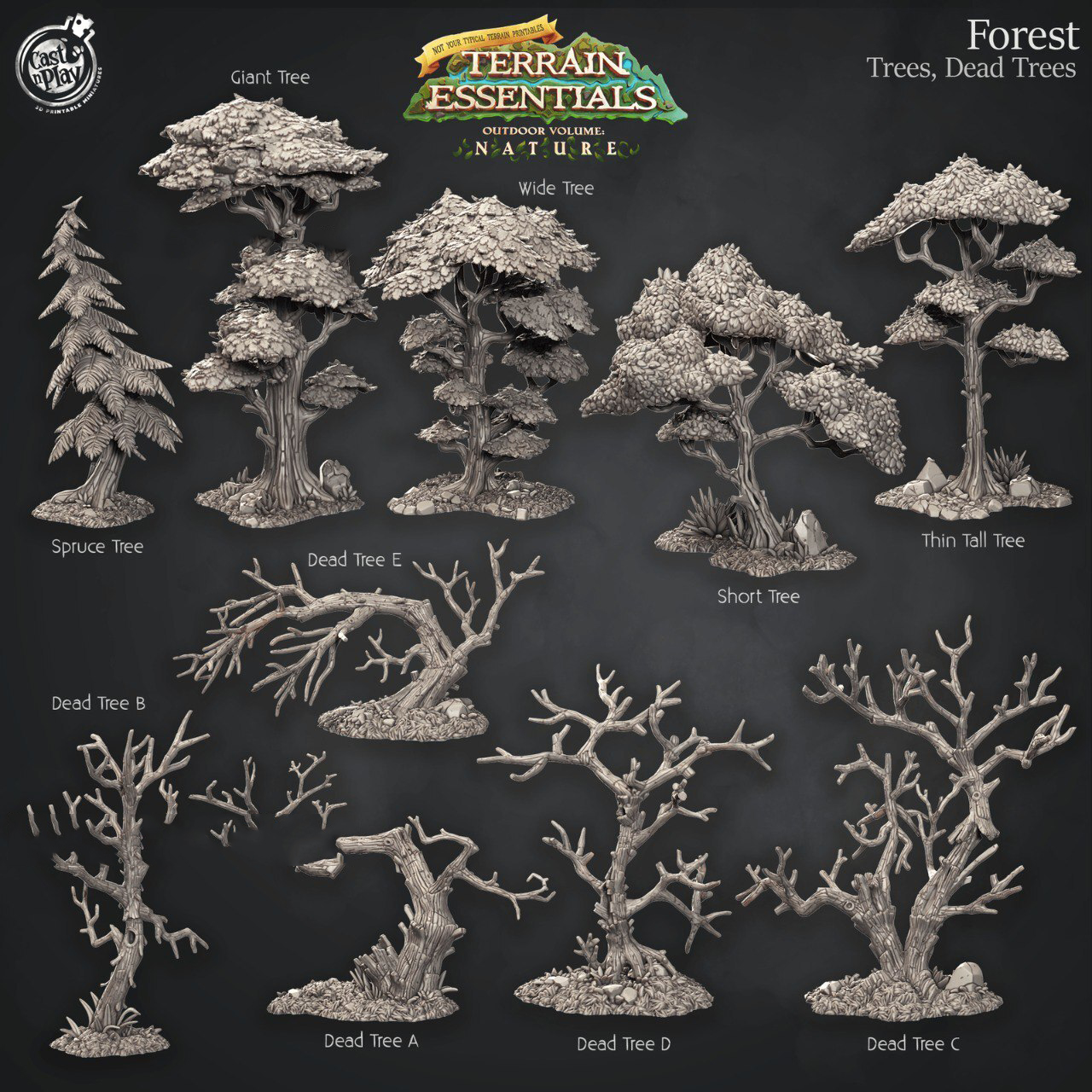 微缩地台死亡沼泽树木植被枯木桌游沙盘3D打印模型STL文件地形
