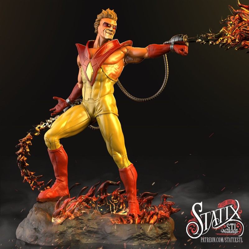 X战警Pyro火人3D打印模型STL文件素材高精度已分体