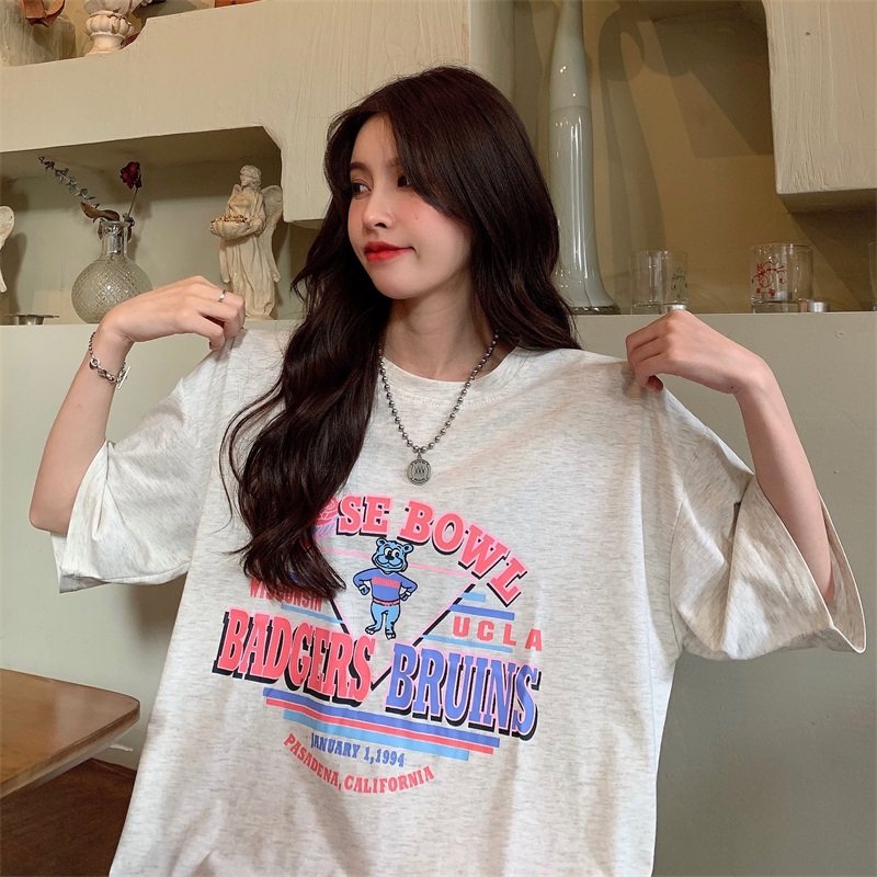 實拍~！拉架棉 圓領印花短袖t恤