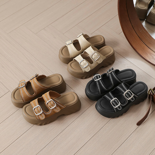 松糕厚底凉拖鞋女夏新款外穿增高不累脚小个子软底轻便高级感百搭