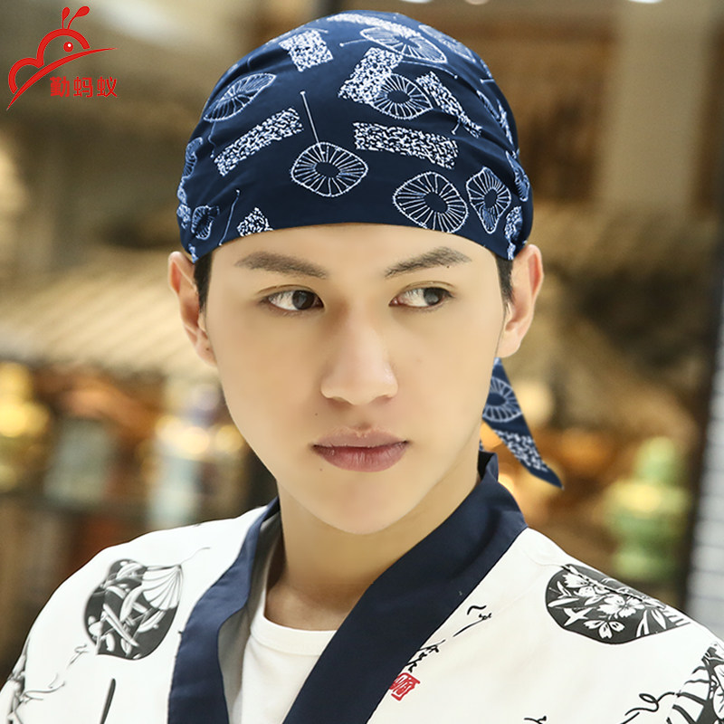 日料店厨师帽子日本料理寿司店男女员工头巾包头帽日式厨房工作帽