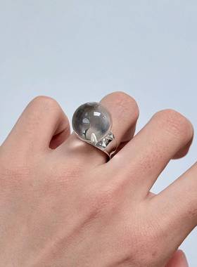 天然白水晶戒指女款单圈时尚饰品礼物送女友闺蜜生日礼物