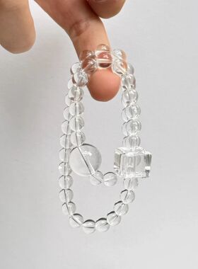 天然白水晶手链女款单圈手串饰品礼物送女友闺蜜