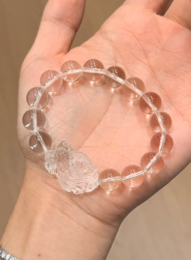 天然白水晶手链白水晶雕刻金鱼