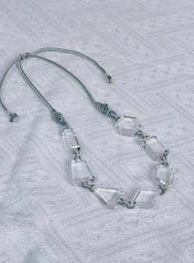 天然白水晶项链女款锁骨链简约风格饰品礼物送女友闺蜜生日礼物