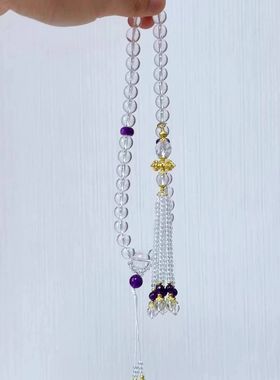 天然白水晶手链女款多圈手持车挂时尚饰品礼物送女友闺蜜生日礼物