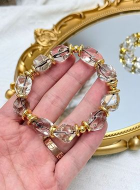 天然白水晶随行手链女款单圈时尚饰品礼物送女友闺蜜生日礼物