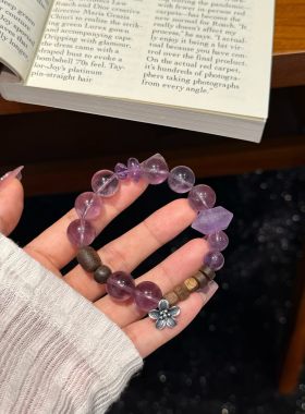 天然紫水晶手链女款单圈手串饰品礼物送女友闺蜜