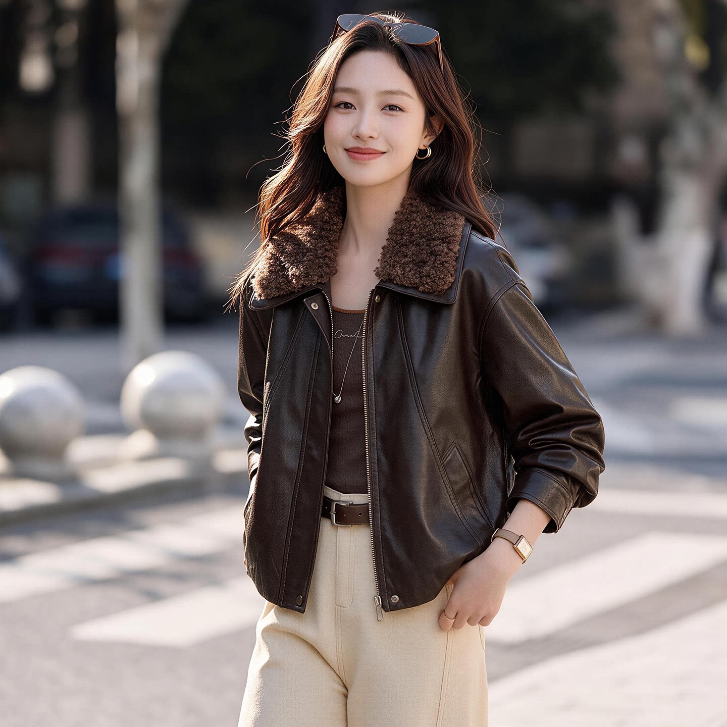 加绒加厚皮衣外套女短款2026冬季新款小个子洋气显瘦保暖夹克上衣