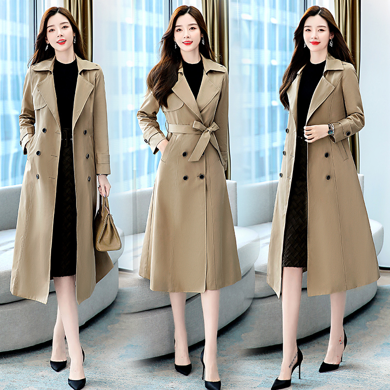 风衣秋季时尚中长款过膝收腰外套