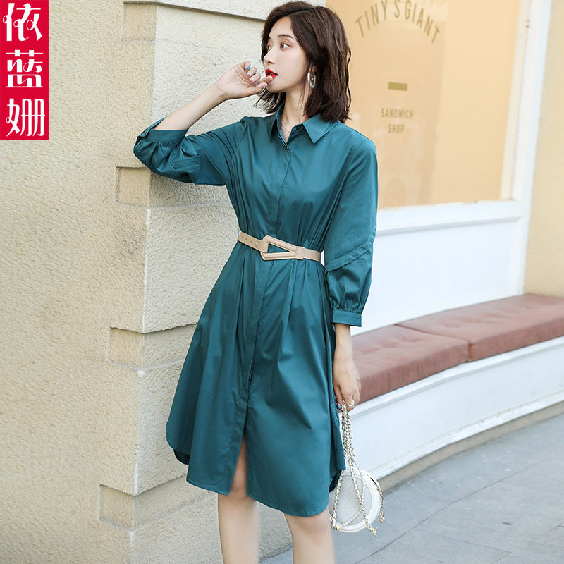 衬衫连衣裙2020春秋新款女装气质韩版显瘦chic休闲时尚灯笼袖裙子