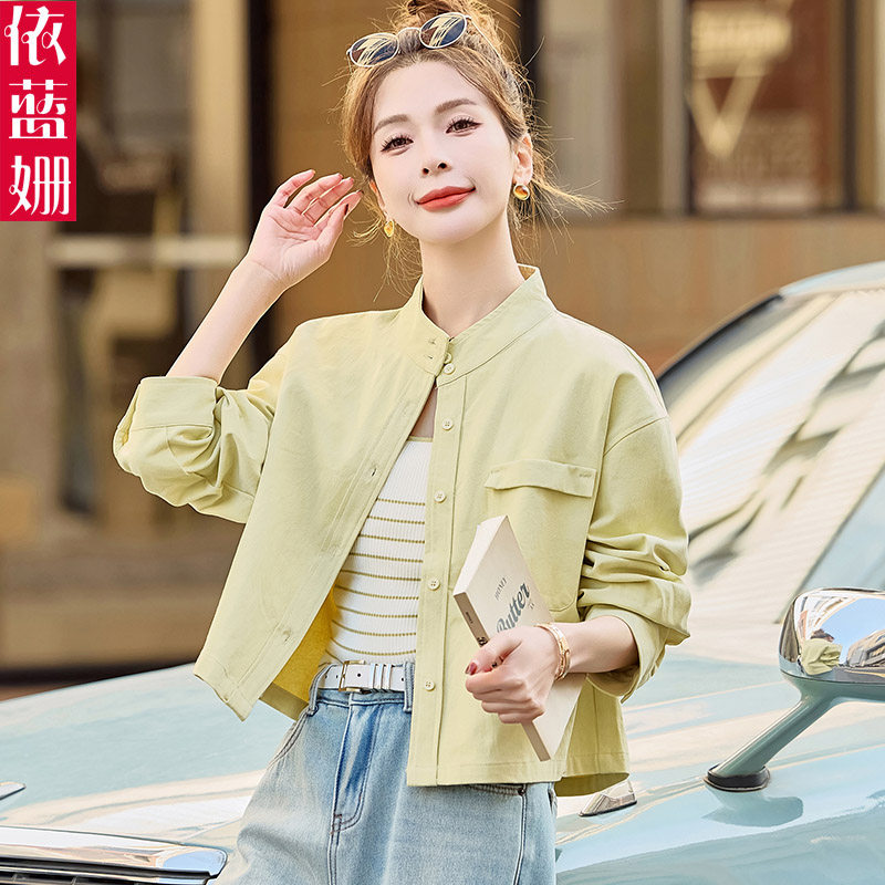小个子短款牛仔外套女春秋薄款衬衫减龄百搭休闲开衫上衣两件套女