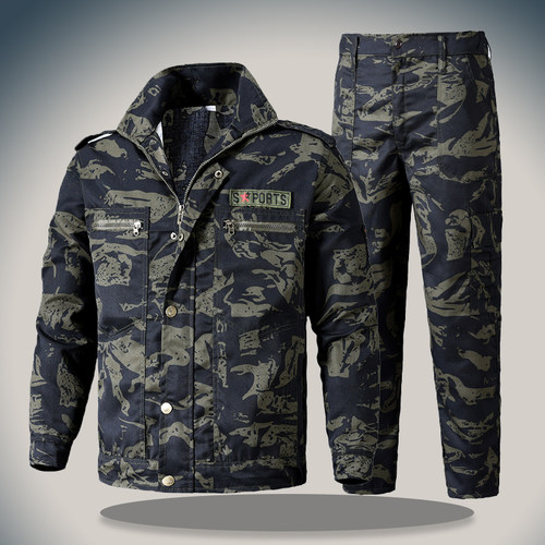 迷彩服套装工作服男上衣军训服劳保服工地耐脏耐磨外套户外工装