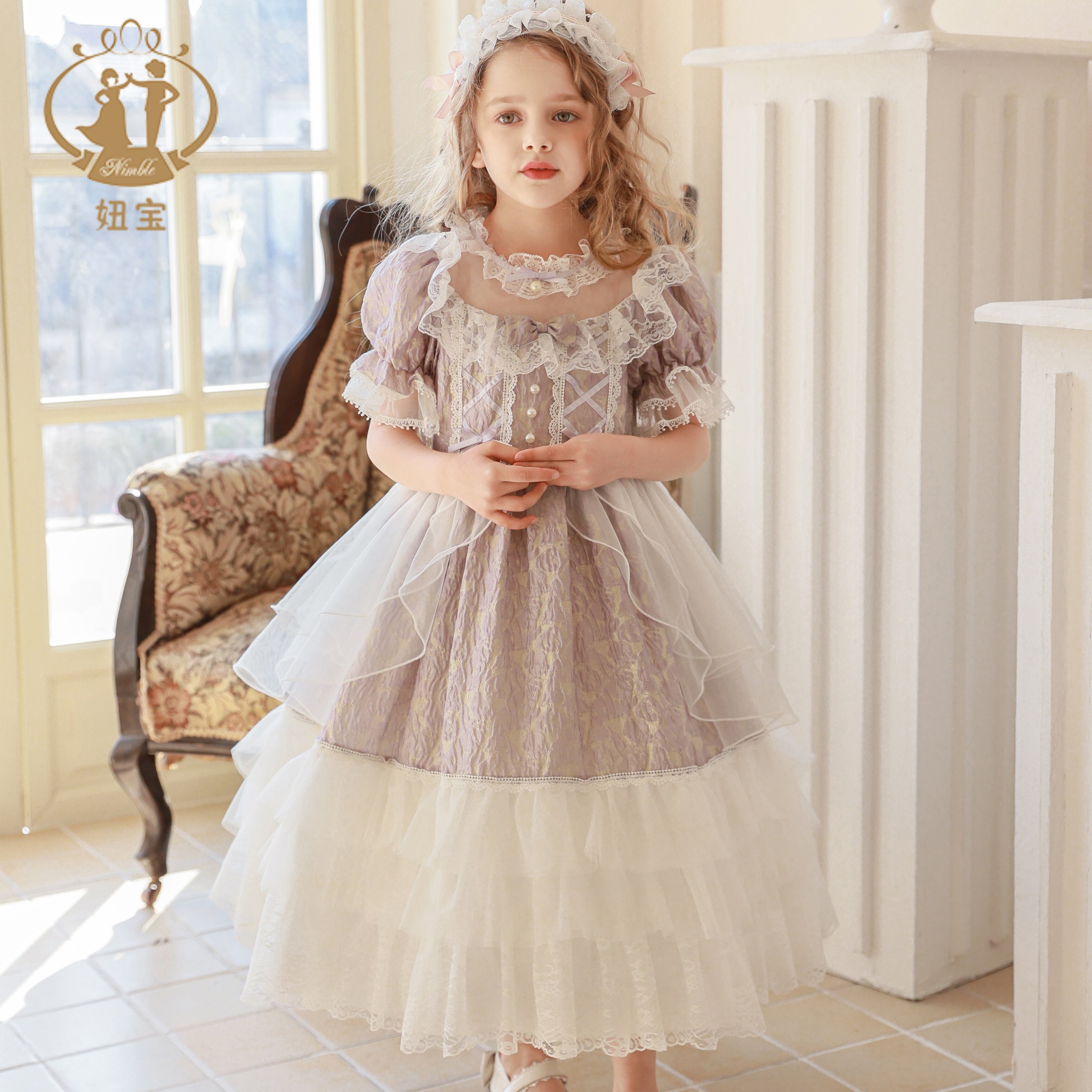 女童洛丽塔华丽公主春秋周岁生日宴小女孩金丝提花布lolita连衣裙,童装/婴儿装/亲子装,连衣裙,淘宝优惠券,粉丝福利购,淘宝优惠卷
