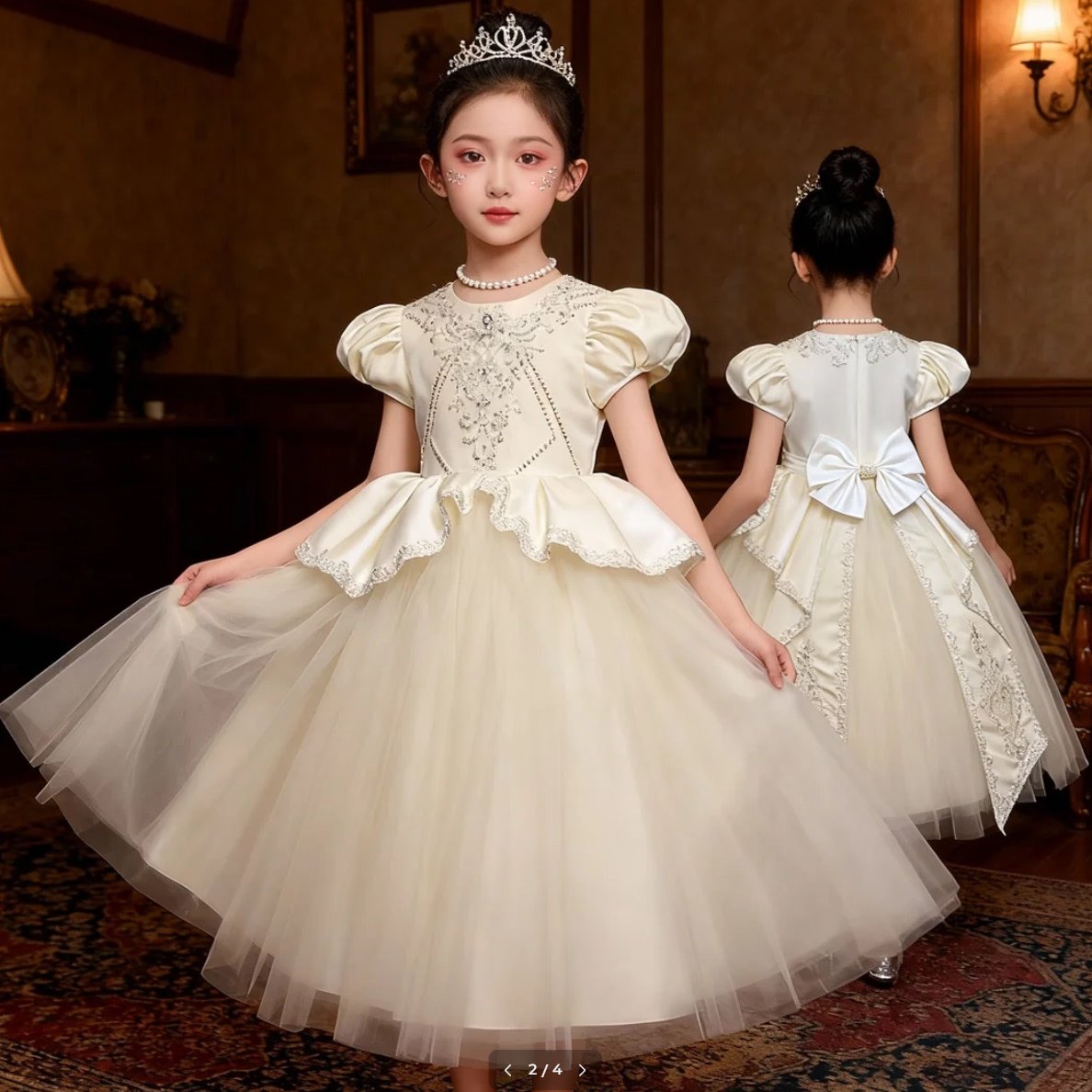 女童轻奢礼服裙2026新款晚礼服小女孩公主裙纱裙生日宴主持演出服,童装/婴儿装/亲子装,儿童礼服,淘宝优惠券,粉丝福利购,淘宝优惠卷