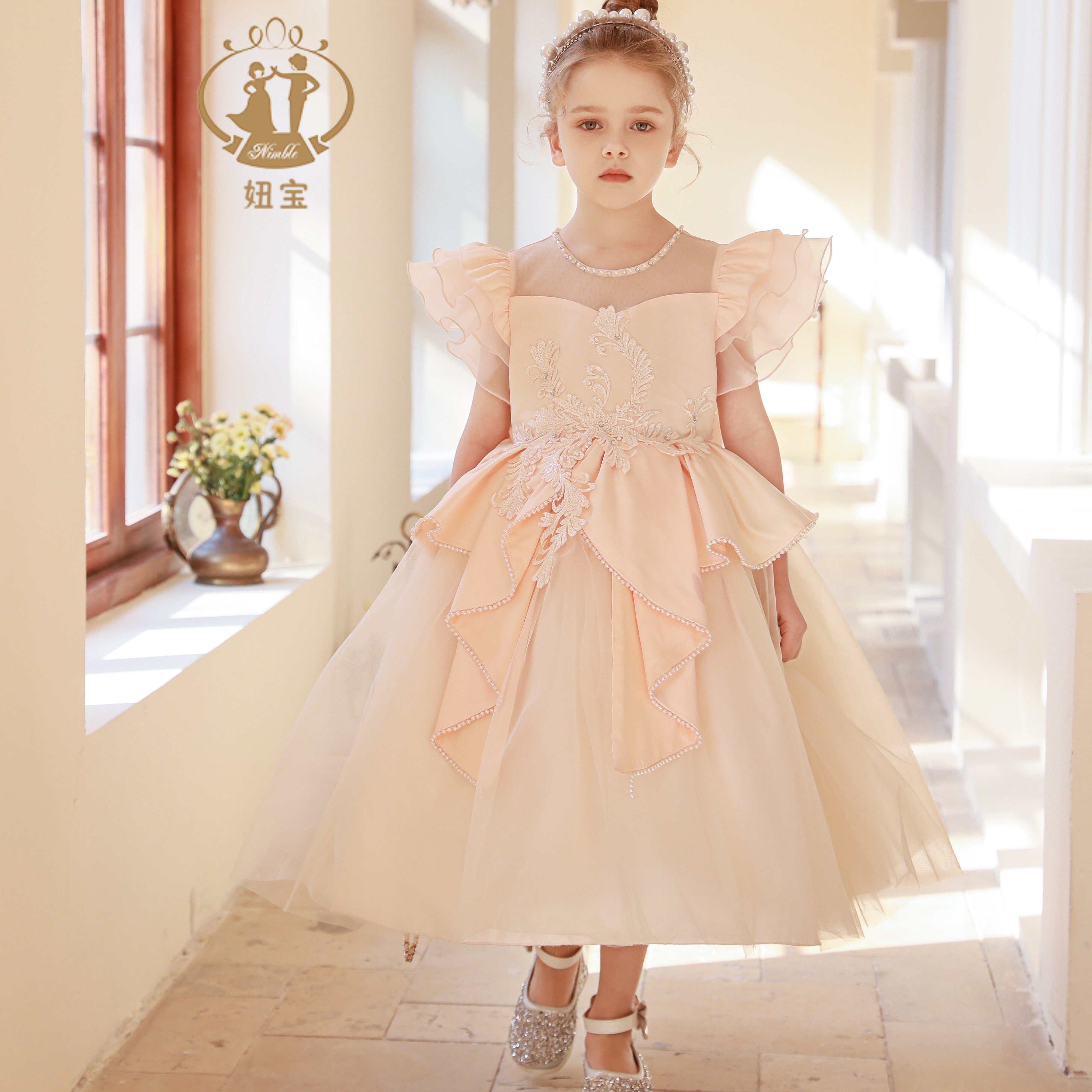 轻奢高端华丽女童晚礼服花童婚礼主持人缎布钢琴演奏儿童演出服,童装/婴儿装/亲子装,儿童礼服,淘宝优惠券,粉丝福利购,淘宝优惠卷