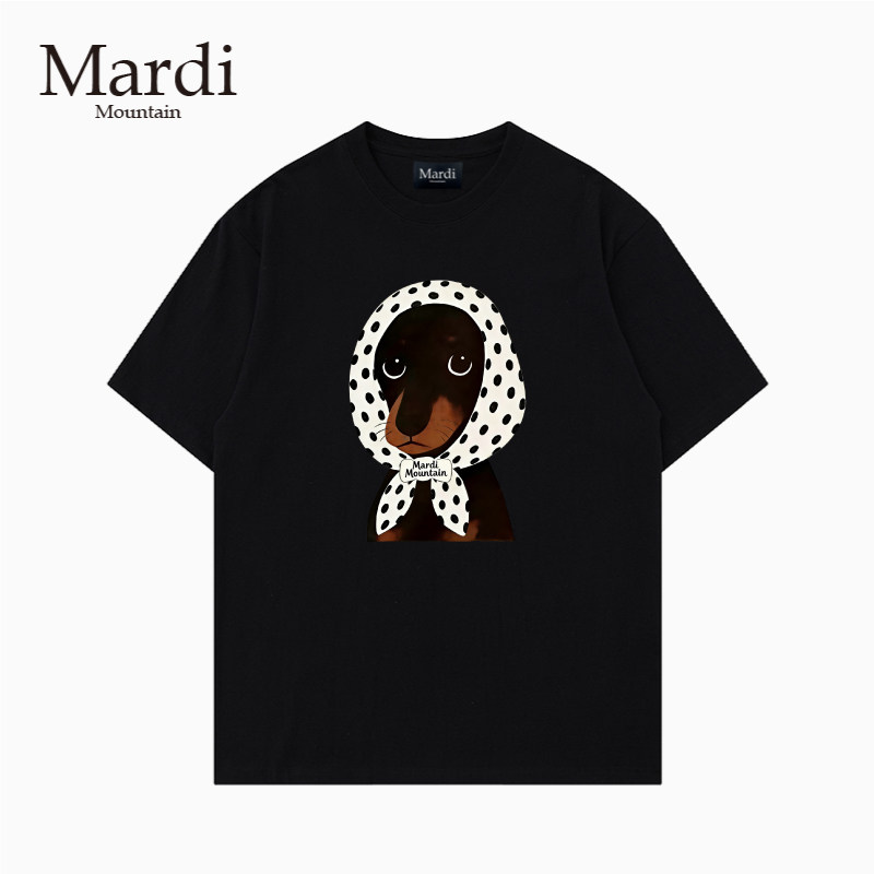 专柜授权 Mardi Mountain韩国正品2026夏新款黑白纯棉短袖男女t恤