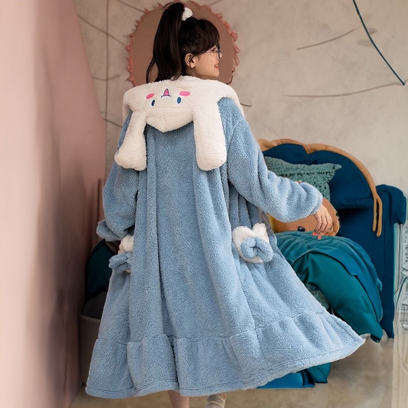 秋冬季珊瑚绒家居服女法兰绒睡衣