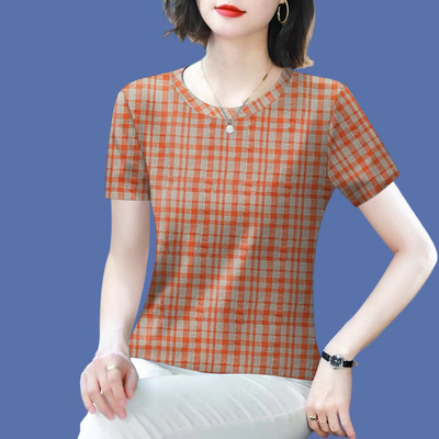 清仓捡漏~2025新款妈妈装夏季短袖圆领打底衫遮肚显瘦T恤女上衣潮