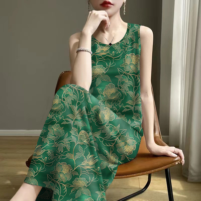 清仓捡漏-2025夏新款修身减龄遮肚妈妈装背心吊带中长款连衣裙女