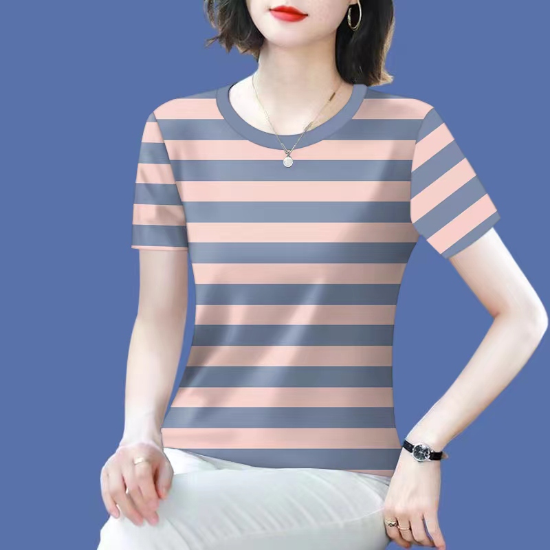 清仓捡漏~2025新款妈妈装夏季短袖圆领打底衫遮肚显瘦T恤女上衣潮