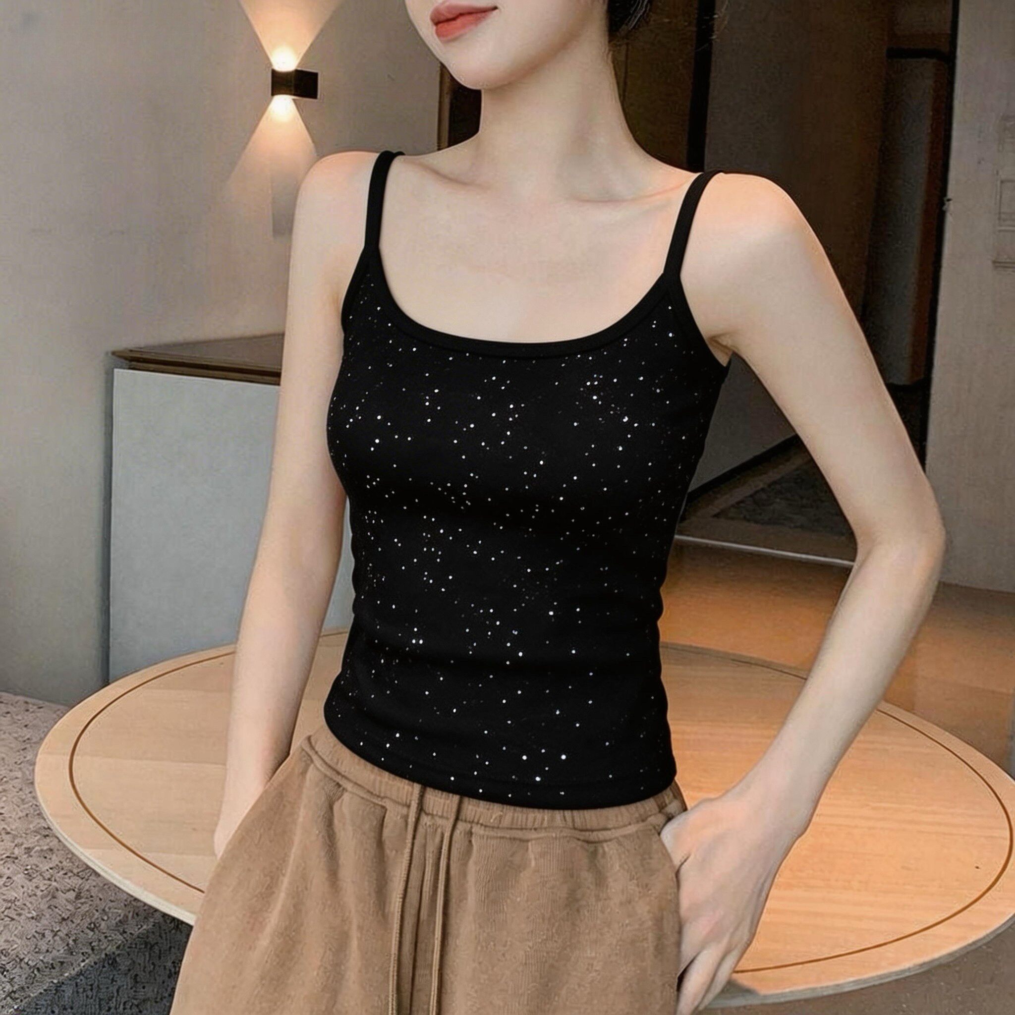 洋气满天星2026新款夏季女吊带衫时尚显瘦百搭打底小衫女修身上衣