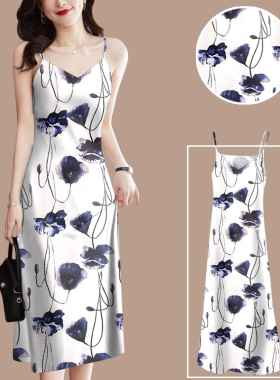 清仓捡漏~高档气质吊带裙2025新款夏减龄吊带连衣裙女遮肚妈妈装