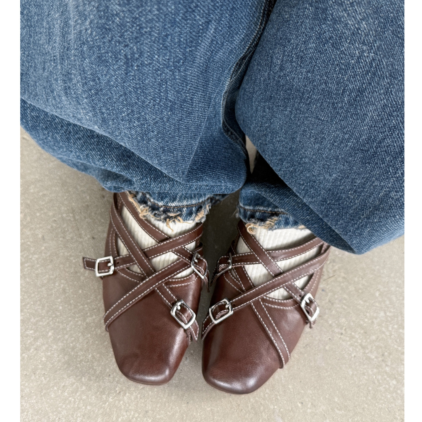 Kmeizu巨软~平底设计感单鞋女春交叉扣带真皮朋克芭蕾舞玛丽珍鞋,女鞋,浅口单鞋,淘宝优惠券,粉丝福利购,淘宝优惠卷