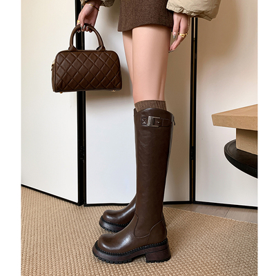 简约百搭秋冬长靴骑士高筒靴