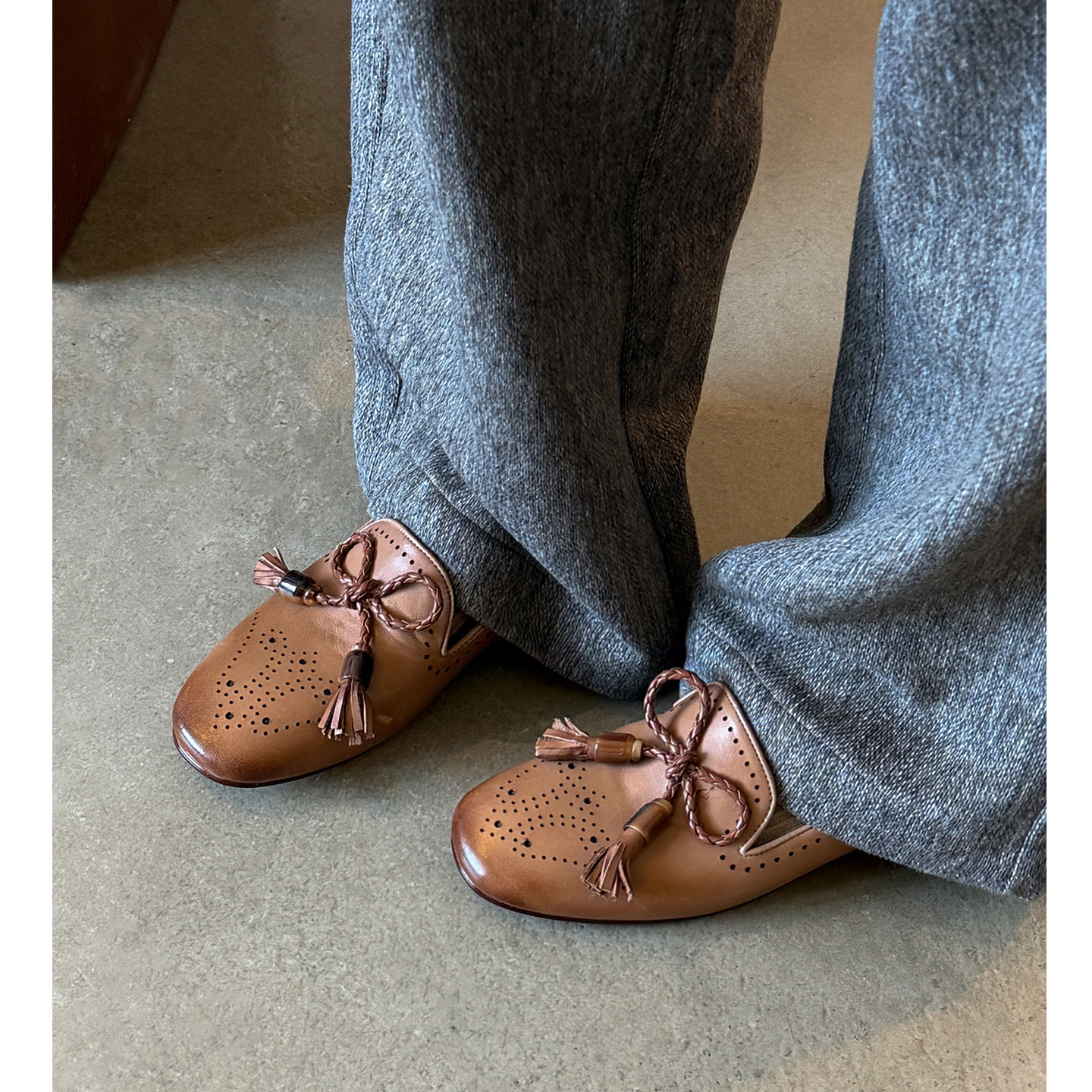 Kmeizu设计感~平底乐福鞋女新款雕花小皮鞋流苏真皮美式静音单鞋,女鞋,浅口单鞋,淘宝优惠券,粉丝福利购,淘宝优惠卷