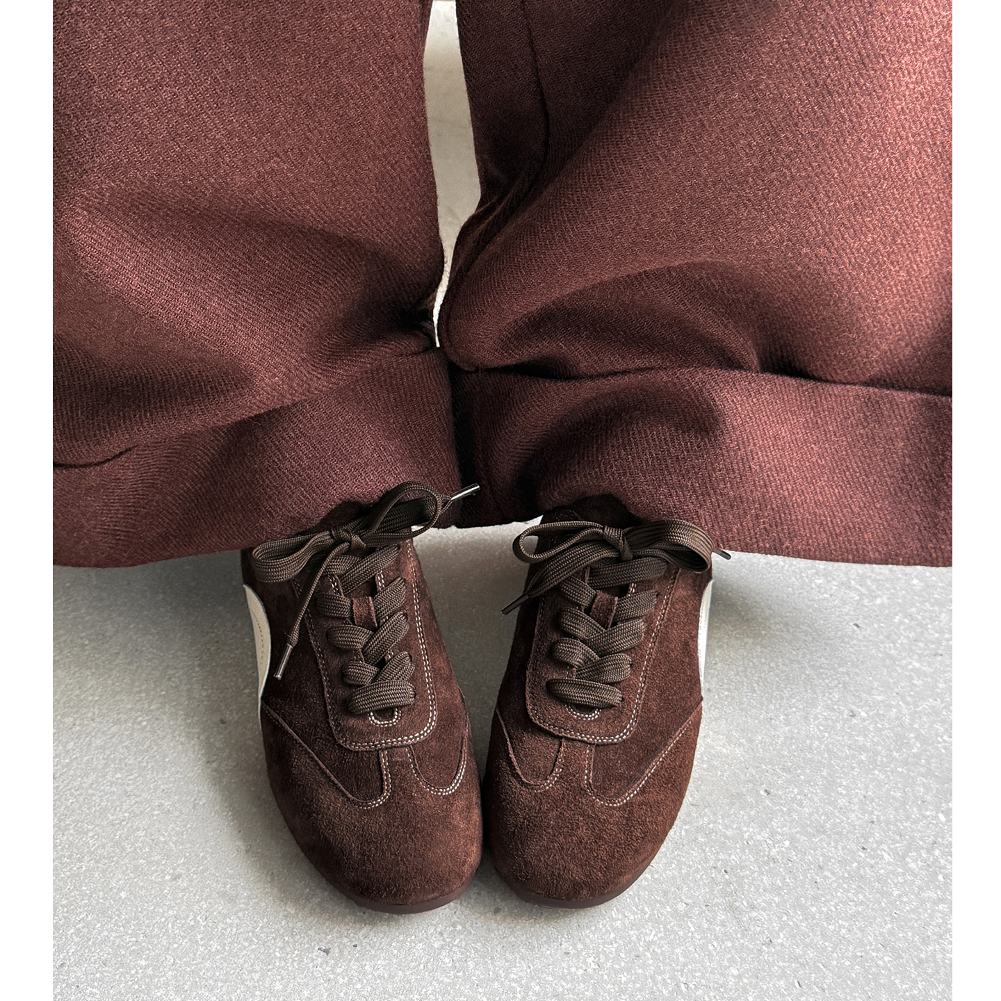 平底拼色休闲系带德训鞋运动板鞋