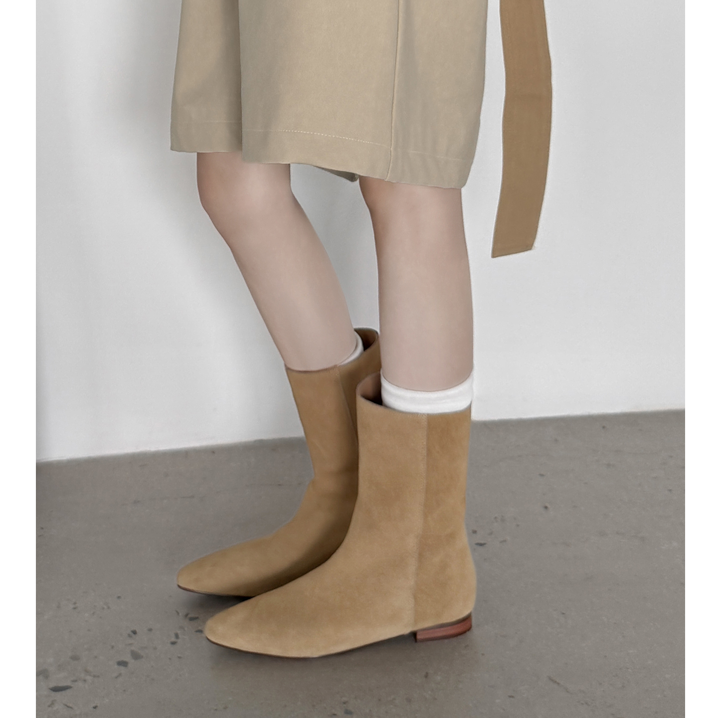 简约平底短靴直筒骑士靴百搭