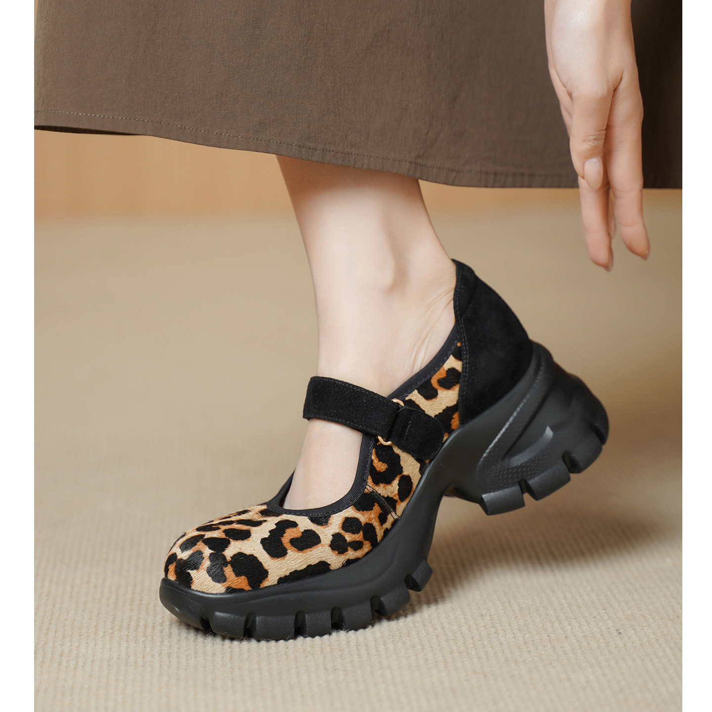 Kmeizu轻软~7cm马毛厚底玛丽珍鞋女春休闲一字扣带增高小个子单鞋,女鞋,浅口单鞋,淘宝优惠券,粉丝福利购,淘宝优惠卷