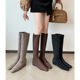 Kmeizu法式 4cm内增高长筒靴女弹力瘦瘦靴铅笔小筒围row袜靴高筒靴