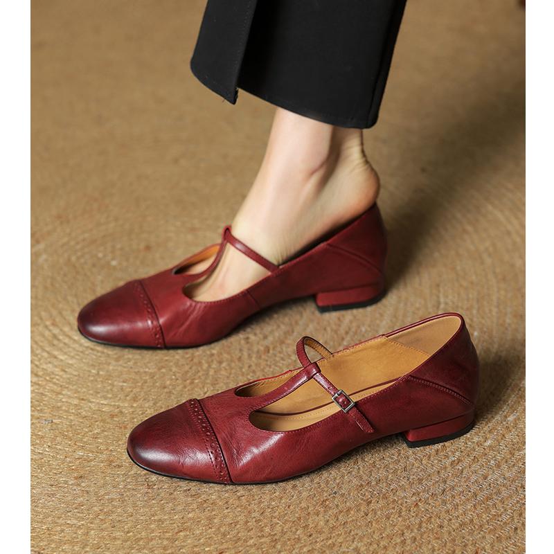 巨软复古T字带玛丽珍鞋