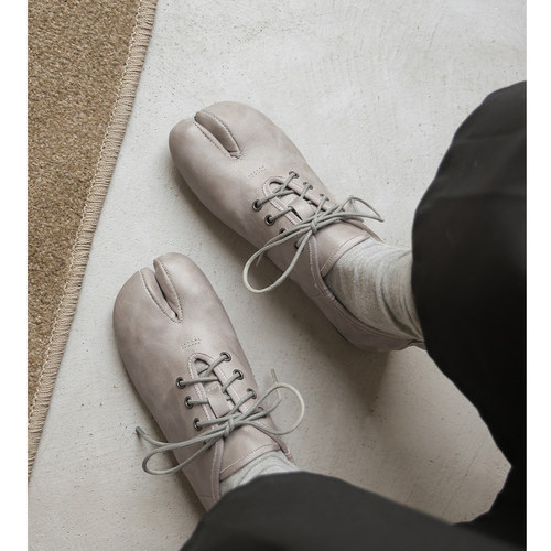 平底分趾单鞋系带小皮鞋百搭