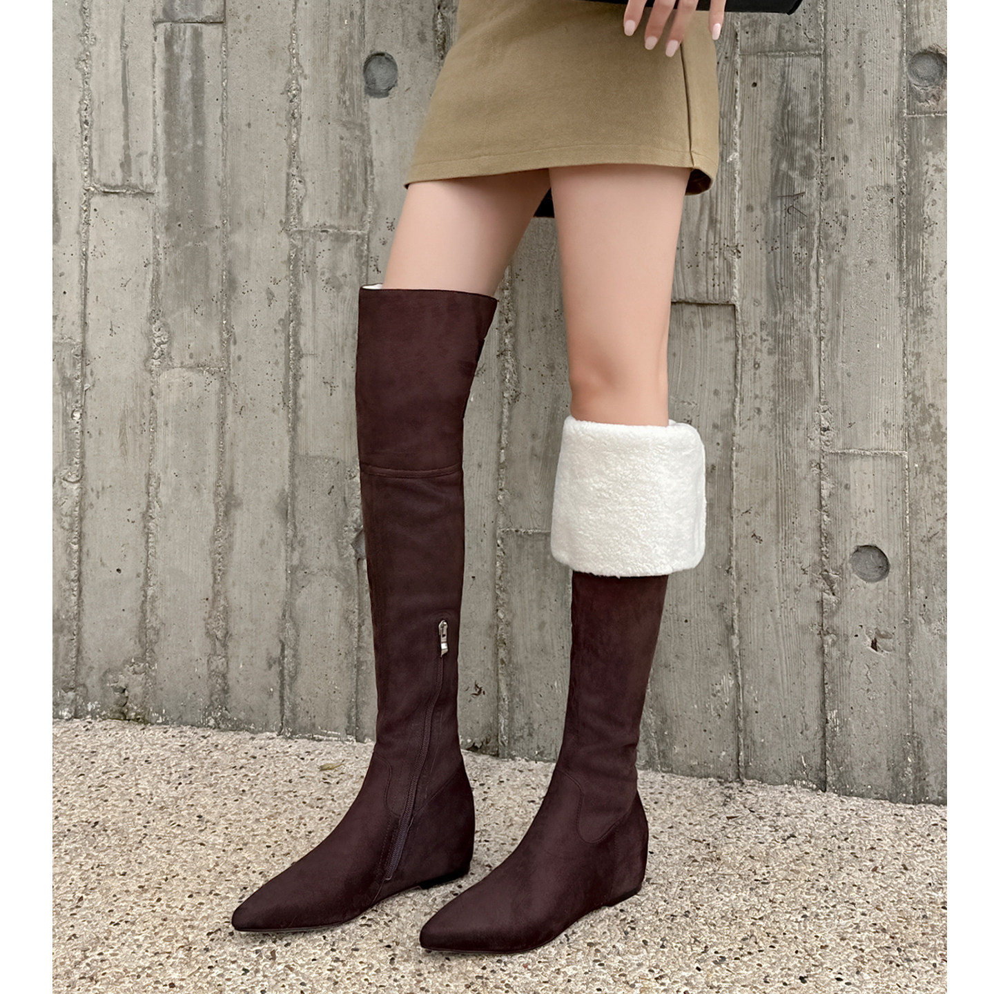 弹力尖头包腿长靴女秋冬过膝靴