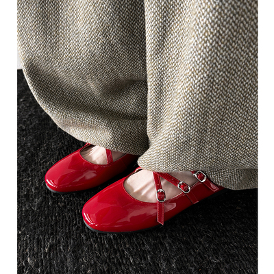 平底交叉扣带玛丽珍鞋百搭单鞋