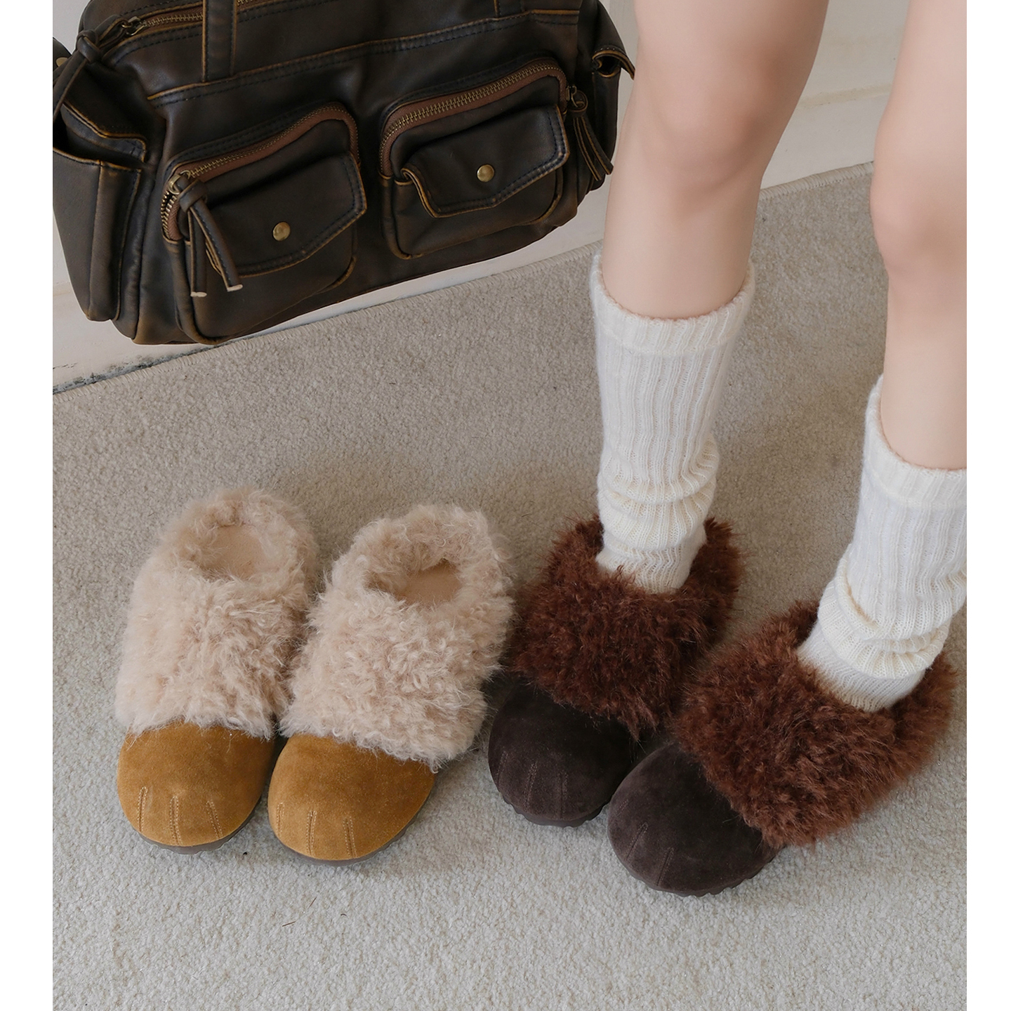 厚底休闲毛毛拖鞋气质穆勒勃肯鞋