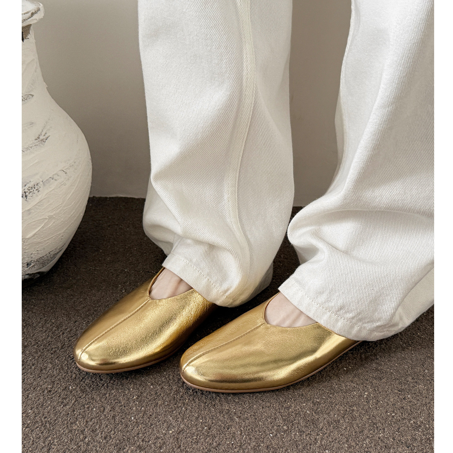 Kmeizu软平底单鞋女春简约金色圆头中性女巫单鞋小皮鞋休闲乐福鞋,女鞋,浅口单鞋,淘宝优惠券,粉丝福利购,淘宝优惠卷